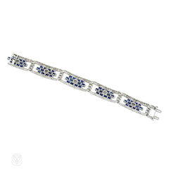 Superb Art Deco sapphire and diamond plaque bracelet