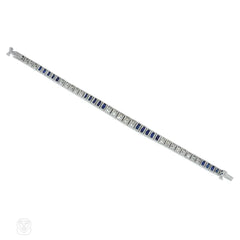 Tiffany & Co. Art Deco sapphire and diamond line bracelet