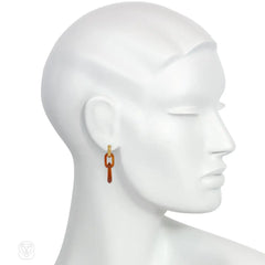 Tiffany & Co. gold and carnelian pendant earrings