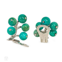 Turquoise and diamond earrings, Ostier