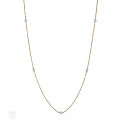 Two-color gold diamonds-by-the-yard chain