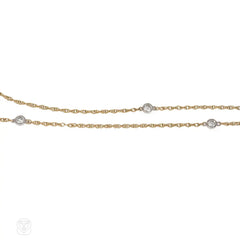 Two-color gold diamonds-by-the-yard chain