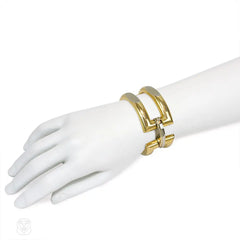 Two-color gold geometric link bracelet