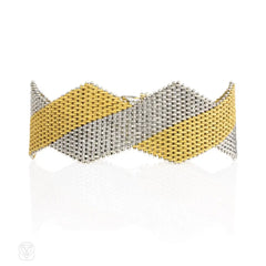 Two-color woven gold bracelet