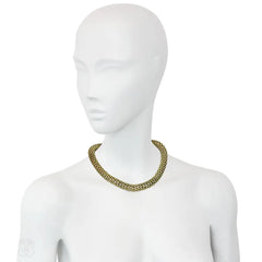 Two-color woven gold necklace
