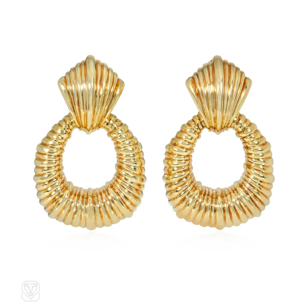 Van Cleef & Aprels textured gold doorknocker earrings