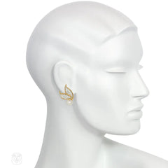 Van Cleef & Arpels diamond and pearl leaf earrings
