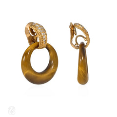 Van Cleef & Arpels interchangable diamond and hardstone earrings