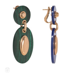 Van Cleef & Arpels, Paris malachite and lapis pendant earrings