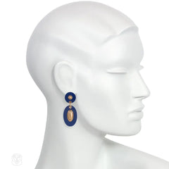 Van Cleef & Arpels, Paris malachite and lapis pendant earrings