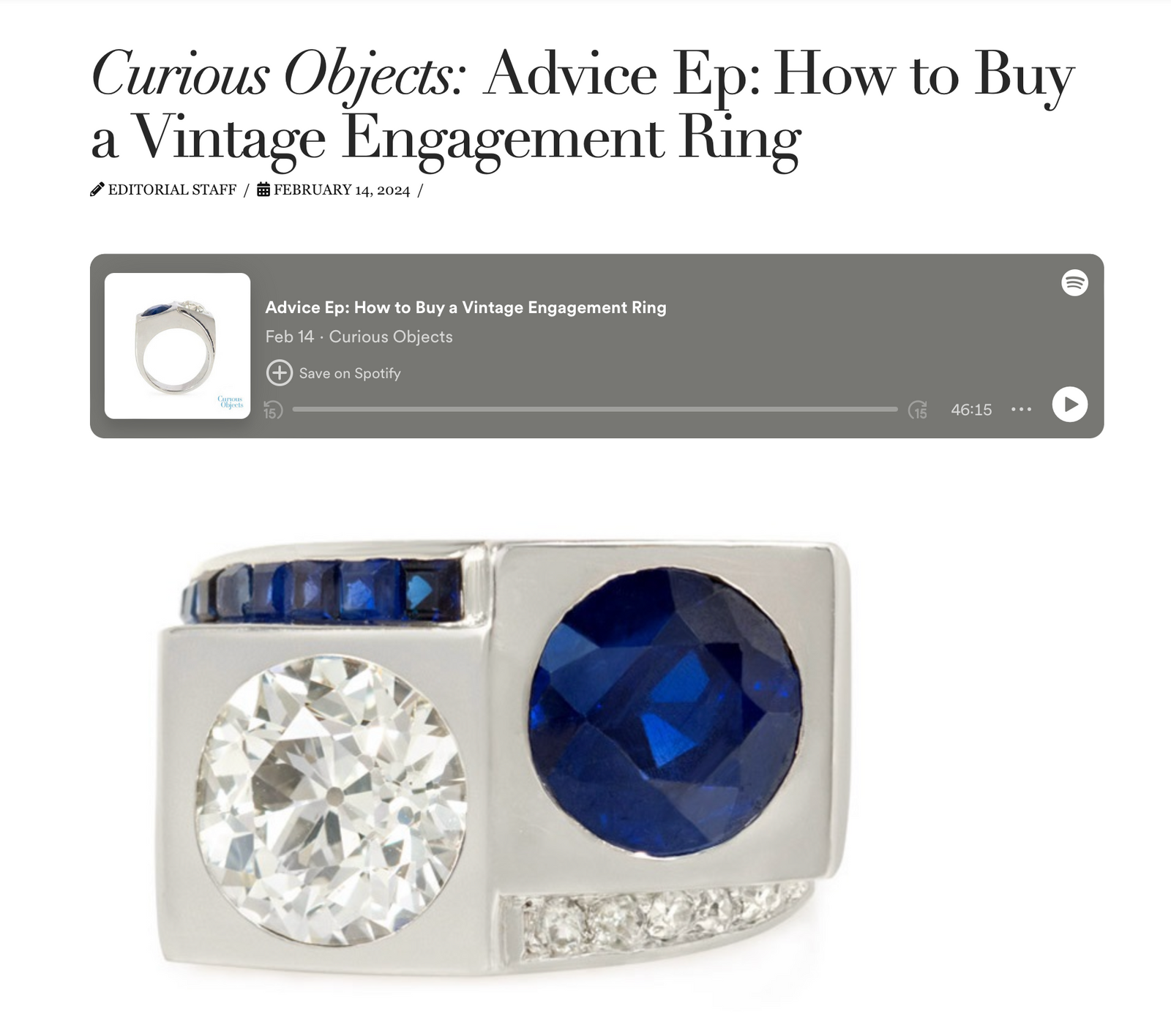 Matthew Imberman Talks to the Curious Objects Podcast About How to Buy a Vintage Engagement Ring