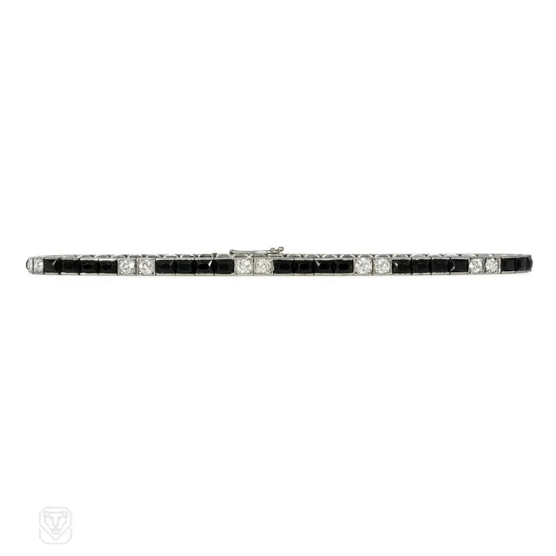 1920S Boucheron Diamond And Onyx Line Bracelet