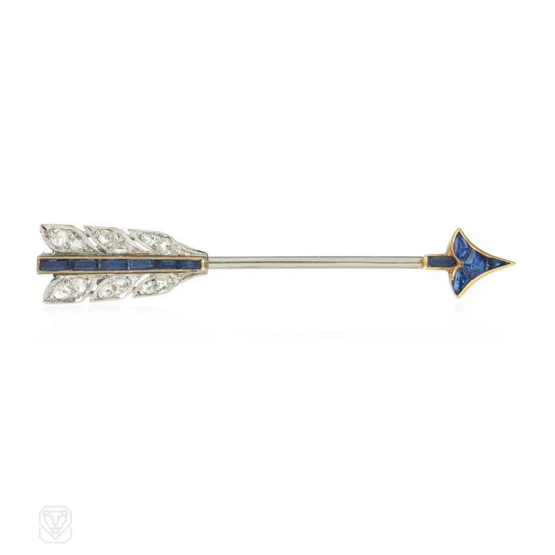 1920S Cartier Sapphire And Diamond Arrow Pin