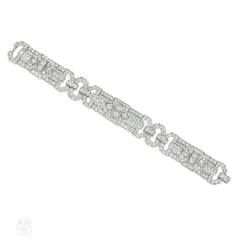 1920s diamond and platinum strapwork bracelet