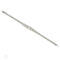 1920s J.E. Caldwell graduated diamond and platinum line bracelet