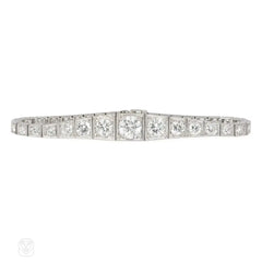 1920s J.E. Caldwell graduated diamond and platinum line bracelet