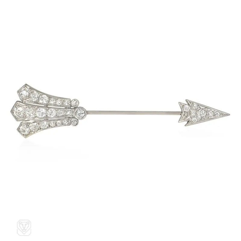 1920S Platinum And Diamond Arrow Jabot