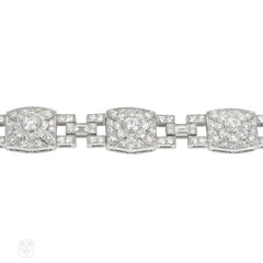 1920s platinum and diamond floral motif bracelet