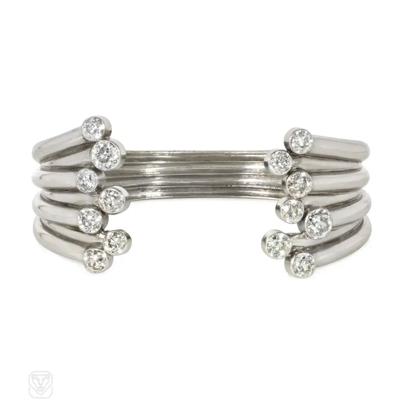 1930S Belperron Platinum And Diamond Cuff