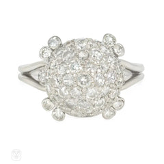 1930s diamond and platinum ball ring