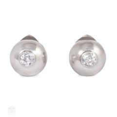 1930s white gold and diamond stud earrings, Boivin