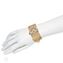 1940s French gold and diamond adjustable fringe bracelet