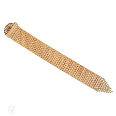 1940s French gold and diamond adjustable fringe bracelet