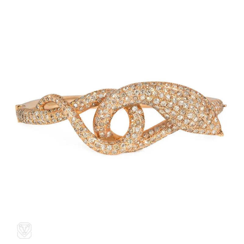 1940s diamond and rose gold serpent bracelet
