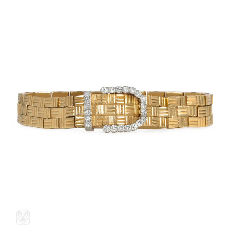 1950S Cartier Gold And Diamond Bracelet Watch
