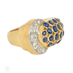 1950s diamond and sapphire buckle ring