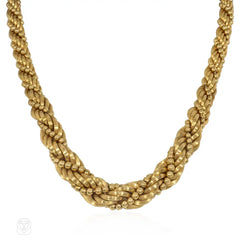 1950s French gold graduated rope necklace