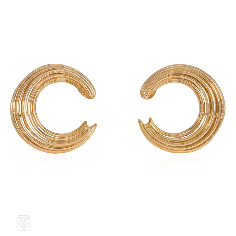 1950S French Gold Tapered Hoop Earrings