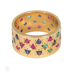1950s gold and multi-gem ring