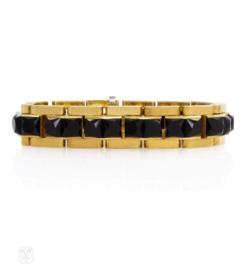 1950S Gold And Onyx Bracelet