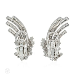 1950s platinum and diamond comet earrings