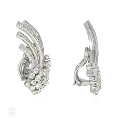 1950s platinum and diamond comet earrings