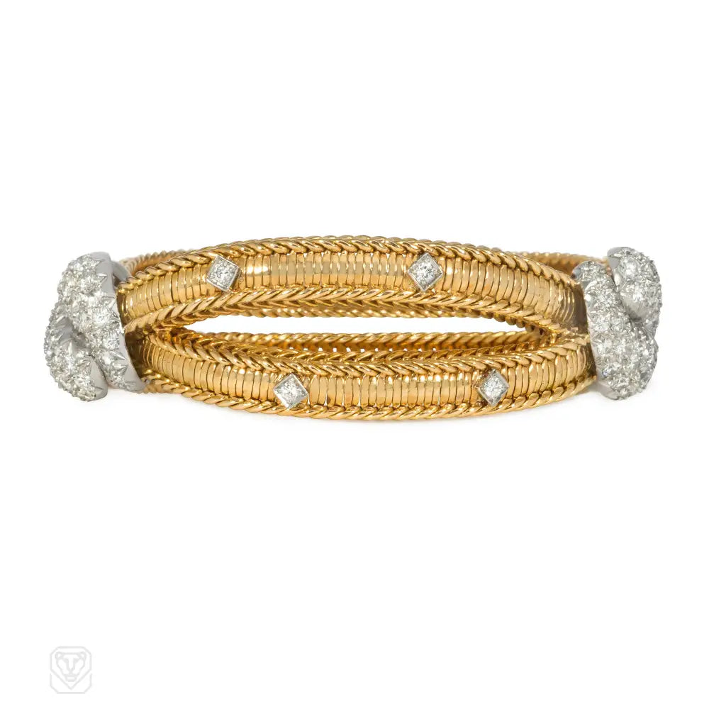 1950s Sterlé gold and diamond x-form bracelet – Kentshire