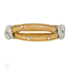 1950s Sterlé gold and diamond x-form bracelet