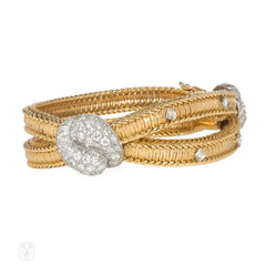 1950s Sterlé gold and diamond x-form bracelet