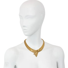 1950s woven gold ribbon knot necklace