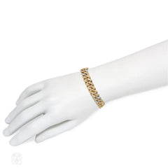 1960s 18k gold, platinum, and diamond curblink bracelet