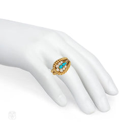 1960s Cartier gold, diamond, and turquoise tapered ring