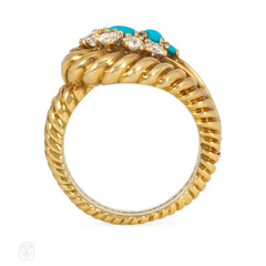 1960s Cartier gold, diamond, and turquoise tapered ring