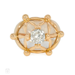 1960s French diamond and rock crystal bombé ring