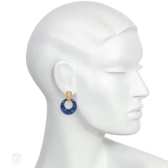 1960s Van Cleef & Arpel multi-stone interchangeable gold and diamond earclips