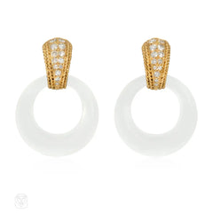 1960s Van Cleef & Arpel multi-stone interchangeable gold and diamond earclips