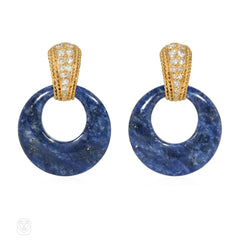 1960s Van Cleef & Arpel multi-stone interchangeable gold and diamond earclips