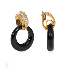 1960s Van Cleef & Arpel multi-stone interchangeable gold and diamond earclips