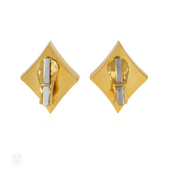 1970s Aldo Cipullo for Cartier gold suit of diamonds earrings