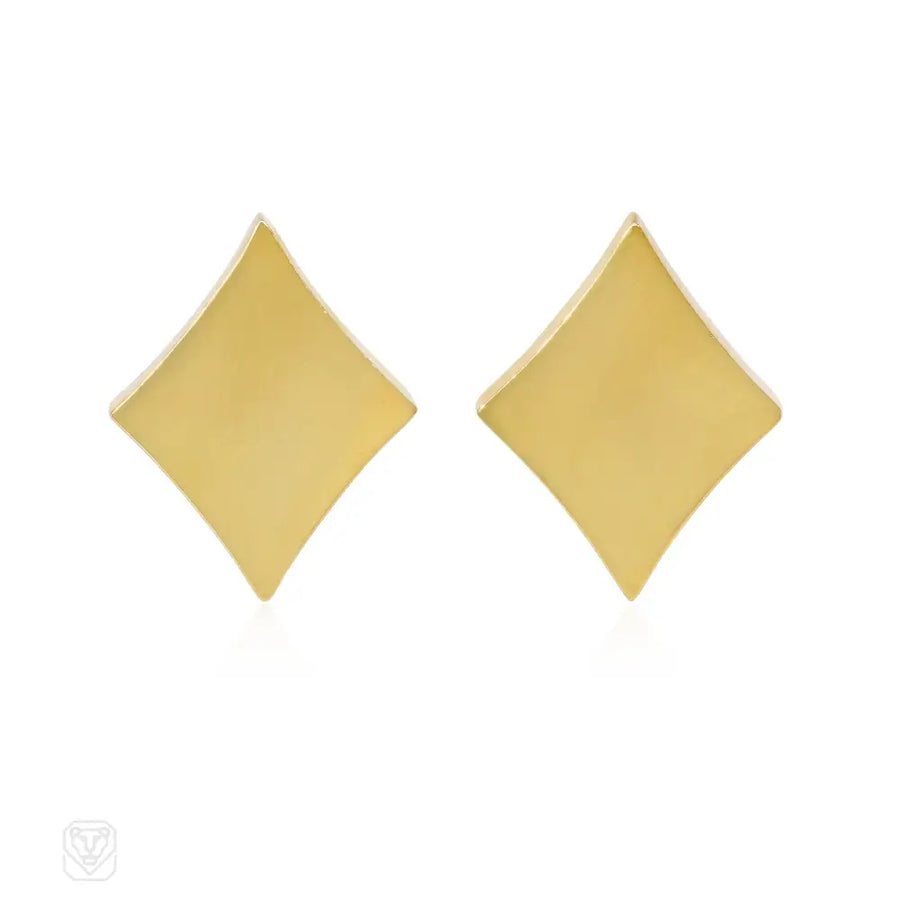 1970S Aldo Cipullo For Cartier Gold Suit Of Diamonds Earrings